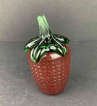 Vintage Gibson Glass Strawberry Paperweight Art Glass Spring