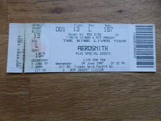 Aerosmith - Rare Concert Ticket Wembley,  Uk 1997 Nine Lives Tour