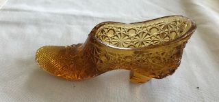 Vintage Fenton Amber Glass Shoe Slipper Boot Daisy & Button Match Safe Striker
