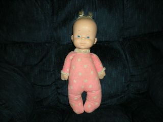 Vintage 1964 Mattel " Drowsy Doll " Pink And White Polka Dots Blonde Hair
