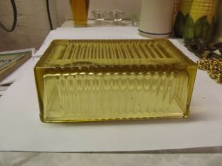 Vintage Yellow Amber Depression Glass Butter Dish Lid Top