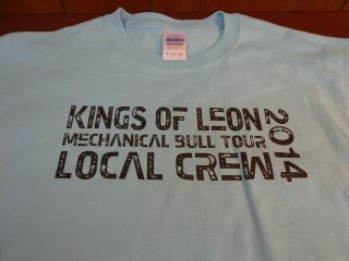 2014 Kings Of Leon Mechanical Bull Local Crew Concert Xl Light Blue T - Shirt I12