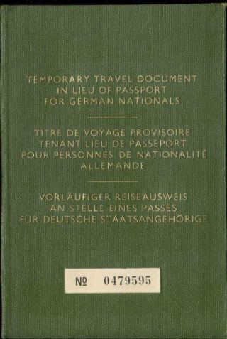 Germany Temporary Travel Document passport AMG revenue 15 DM Visa fiscal 2