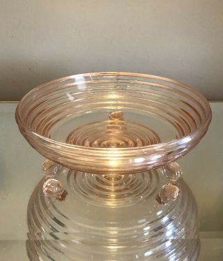 Vintage Anchor Hocking Pink Depression Glass Manhattan Footed Bowl Candy Dish
