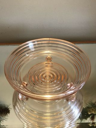 Vintage Anchor Hocking Pink Depression Glass Manhattan Footed Bowl Candy Dish 2