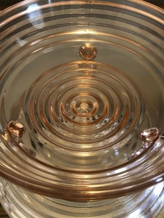 Vintage Anchor Hocking Pink Depression Glass Manhattan Footed Bowl Candy Dish 3