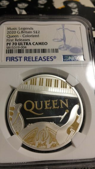 2020 Uk Music Legends - Queen - 1oz Silver Coin Ngc Pf70 First Releases (pop 17)
