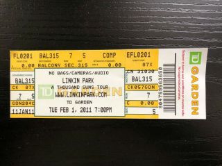 Linkin Park Full Concert Ticket Stub Boston 2011