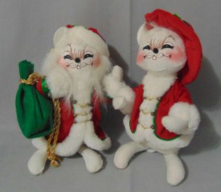 Nwt Annalee (2) Christmas Mice 10 " Mr.  & Mrs.  Santa Mouse Red Velvet Coats