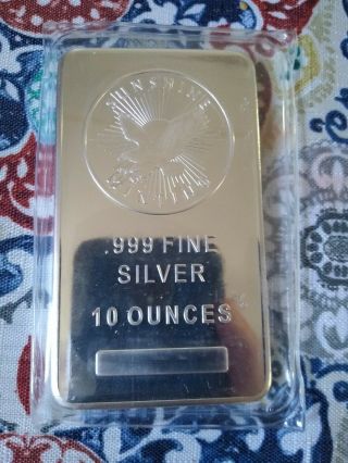 10 Oz Sunshine Minting Eagle Silver Bar.  999 Fine In Plastic