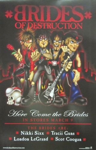 Brides Of Destruction 2004 Promotional Poster Flawless Old Stock Nikki Sixx