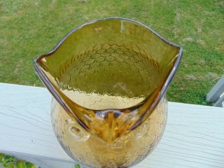 Artist ' s Studio HandMade Amber Art Glass Owl Vase 8.  25 