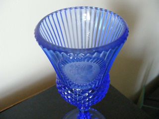 VINTAGE COBALT BLUE GLASS THISTLE WINE GOBLET by AVON 3