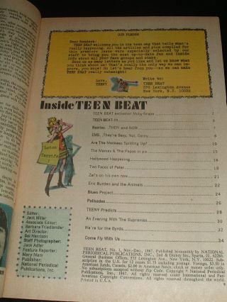 LQQK vintage 1967 TEEN BEAT 1 comic size,  MONKEES,  MOBY GRAPE,  etc. 3