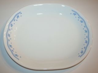 Vintage Corelle Morning Blue Oval Serving Platter 12 1/4 " - Corning
