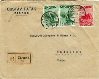 Albania 1937 - Cover Circulated From Tirane In Budapest,  Hungary - Very Rare