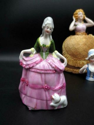 Vintage Porcelain Germany Half Doll Related Perfume Bottle & Dauber Victorian
