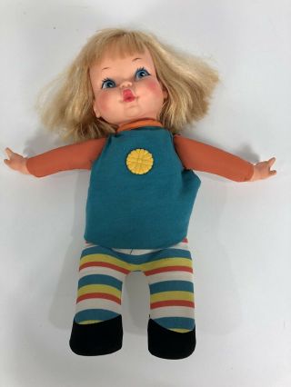 Vintage Remco 1970 Baby Whistles Doll Very Rare - Does Not Work Striped
