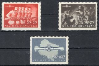 Croatia 1944 Stamp Sc.  B 73/5 Mnh
