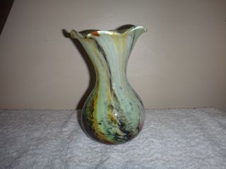 Vintage Isle Of Wight Alum Bay Glass Vase Hand Blown English