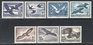 Austria 1950 - 53 Airmail Birds Set Of 7 Mnh C54 - 60 Cv$400