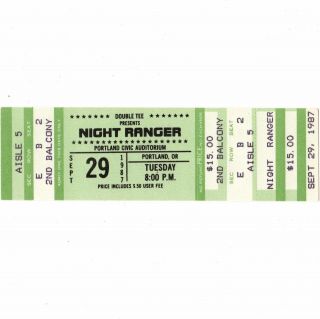 Night Ranger Concert Ticket Stub Portland Oregon 9/29/87 The Big Life Tour Rare