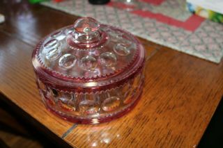 Vintage Kings Crown Ruby Flash Thumbprint Candy Dish With Lid
