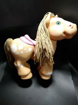 Vintage Cabbage Patch Crimp And Curl Tan White Spots Horse Pink Saddle 90s Pony