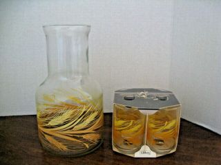 Vintage Libbey Wheat Juice Glasses (4) W/carafe