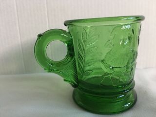 Mosser Glass Child`s Mug Cup Cat In Basket Green