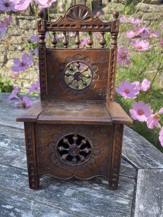 Antique Miniature Of 17th Century Carved Oak Chair - Breton - J Gourret Quimper