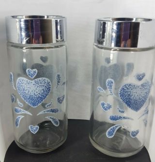 Blue Hearts Corning Ware Coordinate Salt And Pepper Shakers Anchor Hocking