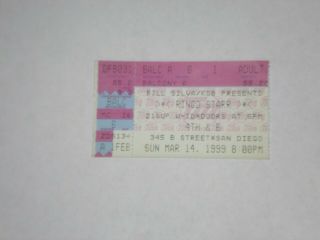 Ringo Starr The Beatles Concert Ticket Stub - 1999 - 4th & B - San Diego,  Ca