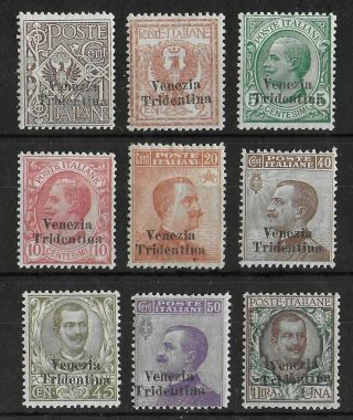 Trentino Italy 1918 Vlh Complete Set Of 9 Stamps Sass 19 - 27 Cv €1000