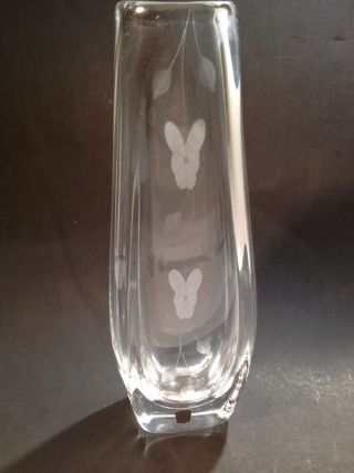 Crystal Vase W/label Johansfors Sweden Large Engraved