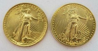 2 - Us 1/10th Oz Gold $5 Eagle Bu,  1986/2015 L8014