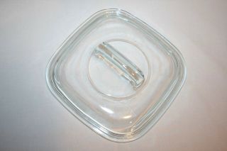 Vintage Pyrex Clear With Blue Tint 648c 7 1/2 " Square Lid Only