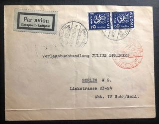 1931 Helsinki Finland First Flight Early Airmail Cover Ffc To Berlin Germany