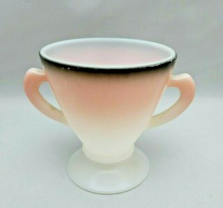 Vintage Hazel Atlas Pink Black Ovide Sugar Bowl Two Handles Light Wear