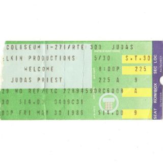 Judas Priest & Dokken Concert Ticket Stub Richfield Ohio 5/30/86 Fuel For Life