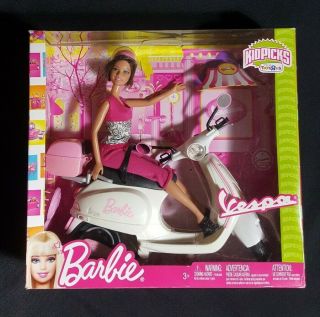 Mattel Barbie Teresa Vespa Doll & Vehicle W Barbie Doll & Vespa Scooter