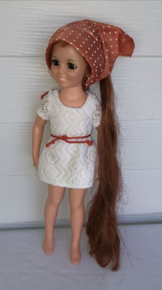 Vintage 1969 Ideal Crissy Toy Doll Red Long Grow Hair Sleep Eye