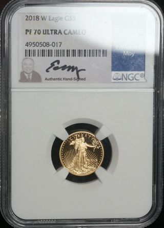 Ngc 2018 W American Gold Eagle G$5 Proof Pf70 Ultra Cameo Coin