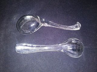Vintage Clear Glass Curved Spoons Condiment Ladles 5.  5 "