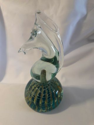 Unsigned Mdina Glass Seahorse Paperweight
