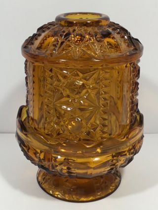 Vintage Fairy Light Lamp Indiana Amber Glass Stars & Bars
