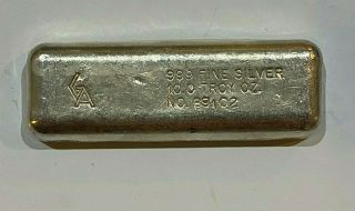 Vintage Golden Analytical Ga 10 Troy Oz.  999 Fine Silver Poured Bar Sn B9102