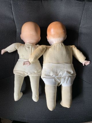 A Antique A.  M.  Germany Baby Dolls Bisque Head Cloth Body 10 