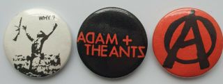 Adam And The Ants Anarchy Why? Vintage Button Badges 80 