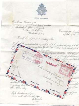 Netherlands Indies Covers 1946 Airmail Marine Red Franked Cover,  Letter/ Postmark